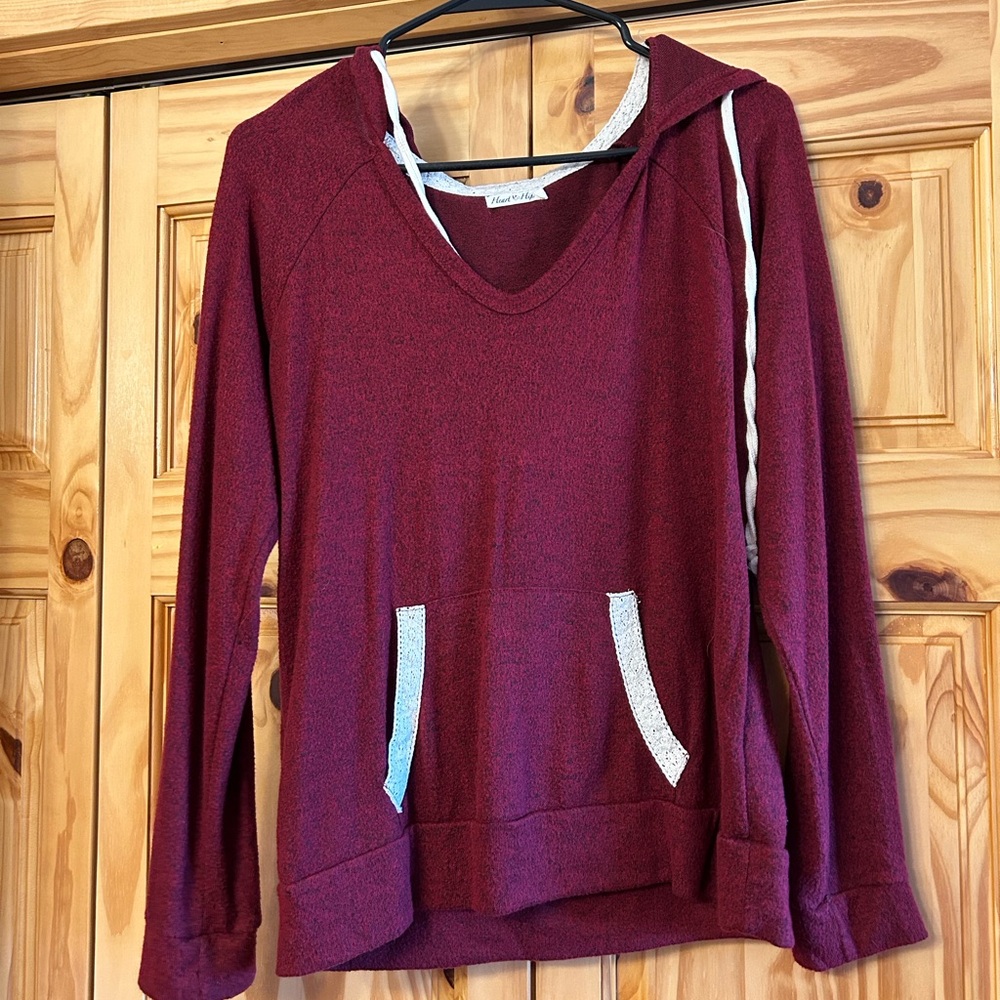 Women's Burgundy Hoodie Sweater